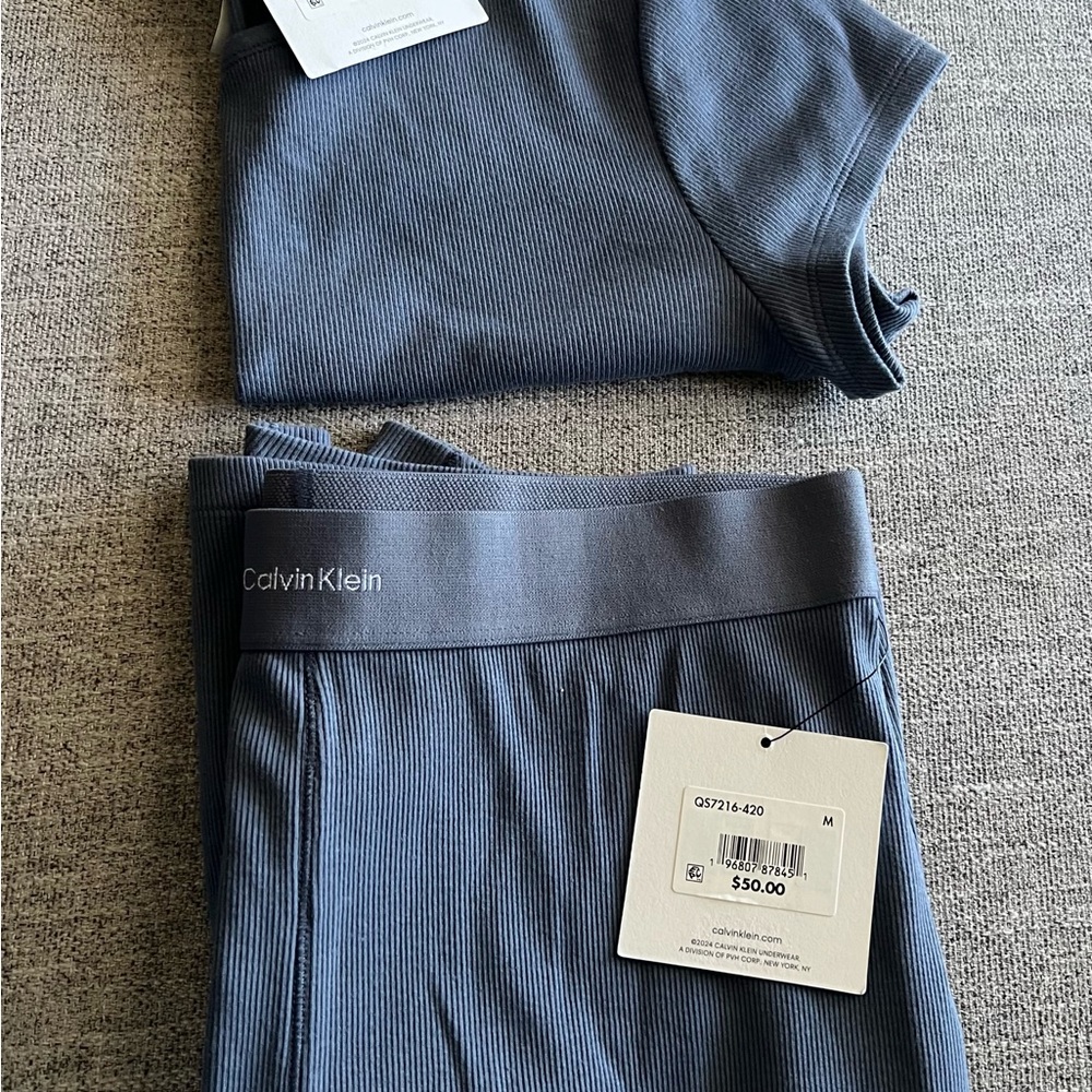 Calvin Klein Charcoal Ribbed Lounge shorts Set
